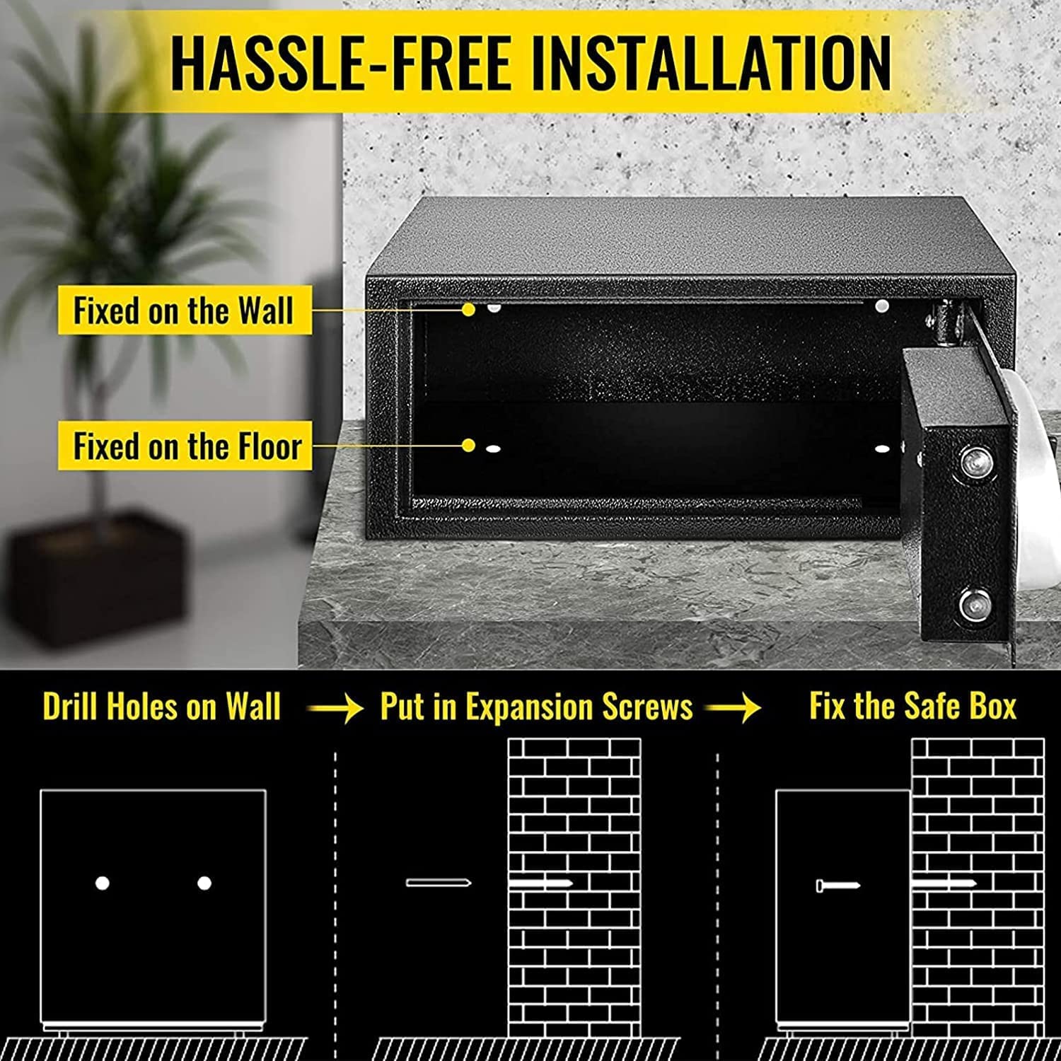 Caja Fuerte, Caja Fuerte Ignífuga E Impermeable, Cajas Fuertes para Hoteles, Cajas Fuertes De Acero, Caja Fuerte Pequeña para El Hogar, Caja Fuerte con Cerradura Electrón,