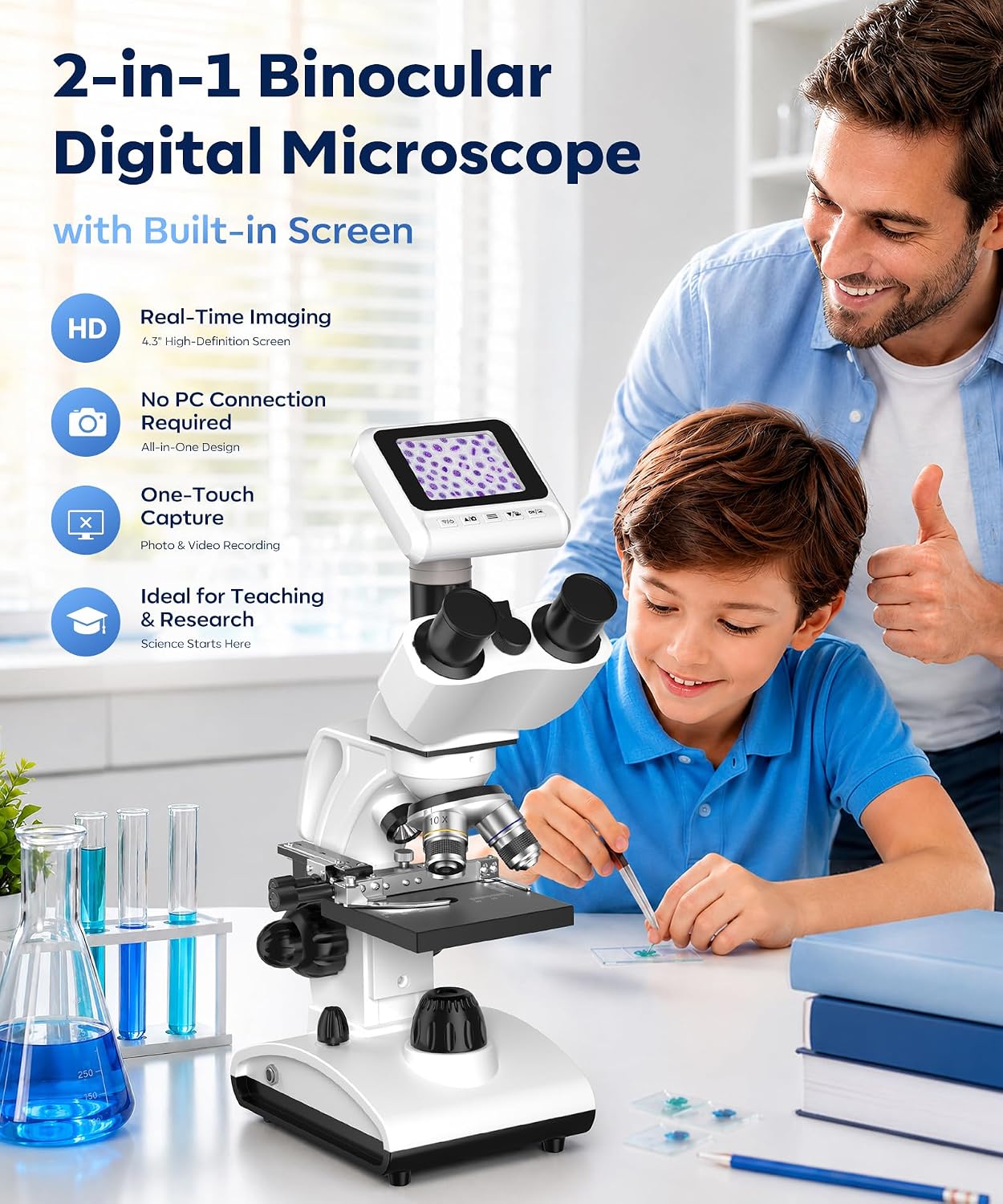 PalliPartners 40x-2000x Biological Compound Trinocular Microscope