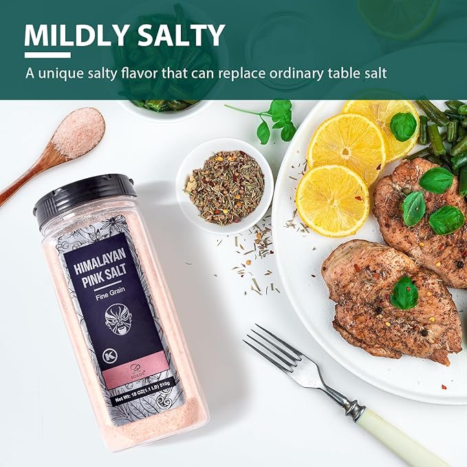 Soeos Himalayan Salt - Fine Grain, 20 oz, Himalayan Pink Salt, Pure Rock Salt for Grinders and Salt Mills, Kosher & Natural Certified, Healthy