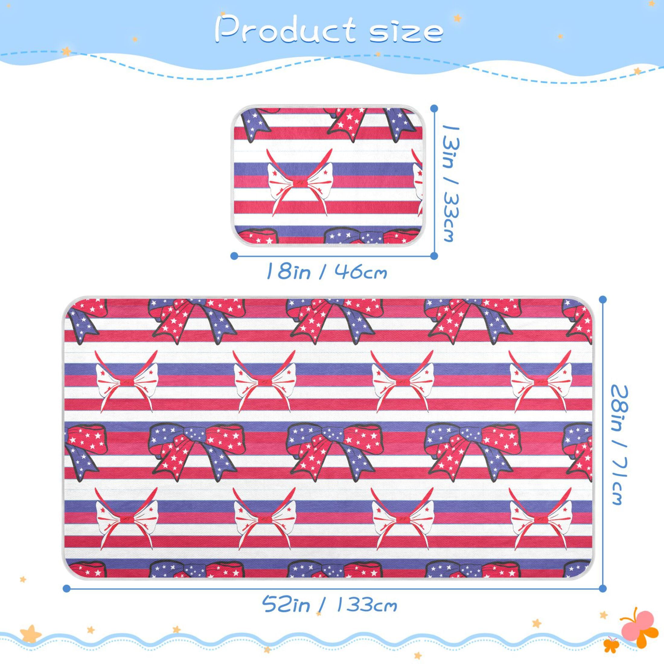 Takiito Independence Day Bows Baby Cooling Mattress Pad, Soft & Breathable Cooling Mat Keep Baby Cool in Summer 28x52 in, Nursery Essential