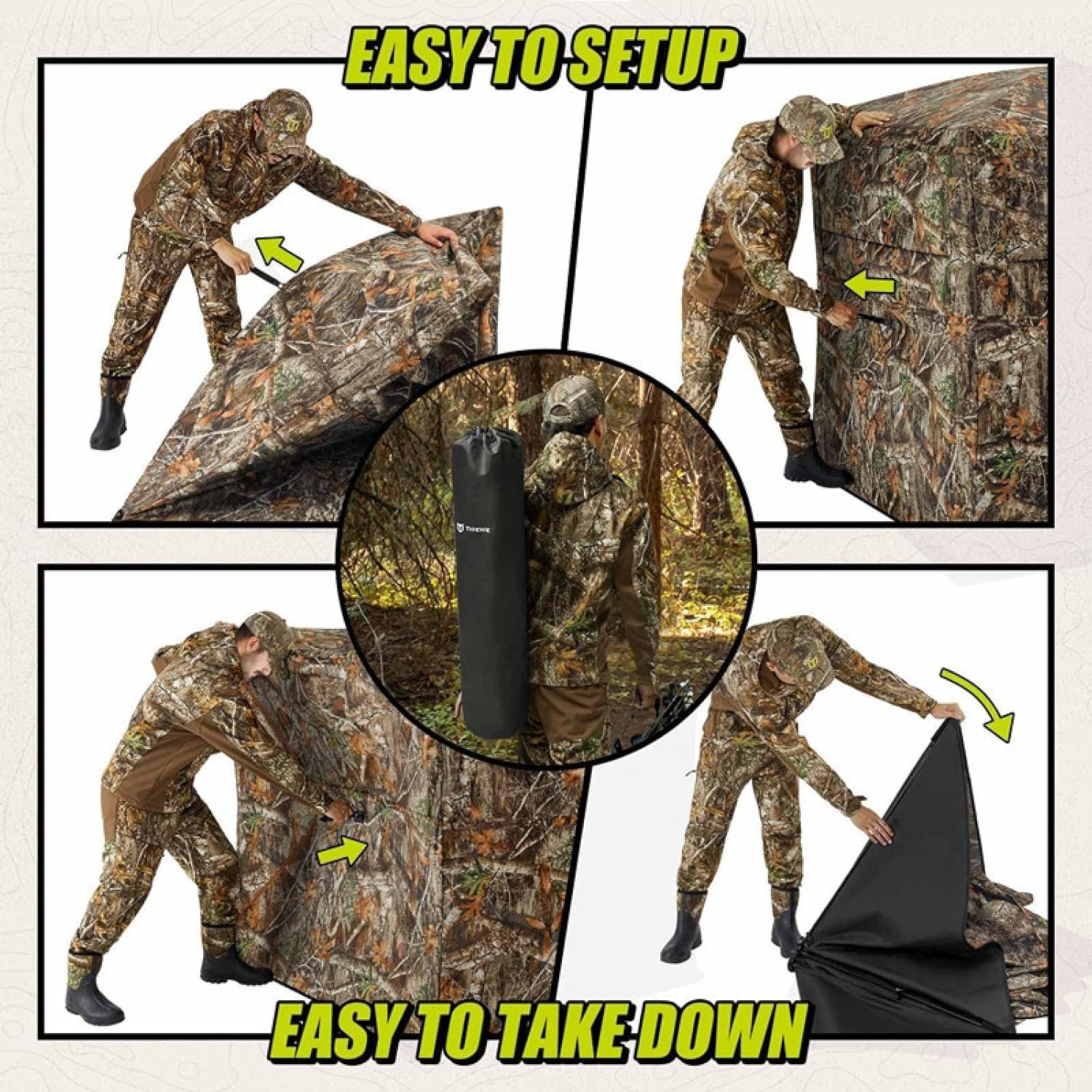 Hunting Blind, Ground Blind See Through, Portable 2-3 Person, 270 Degree Pop-up Hunting Blind, Camouflage Hunting Blind for Deer & Turkey Hunting