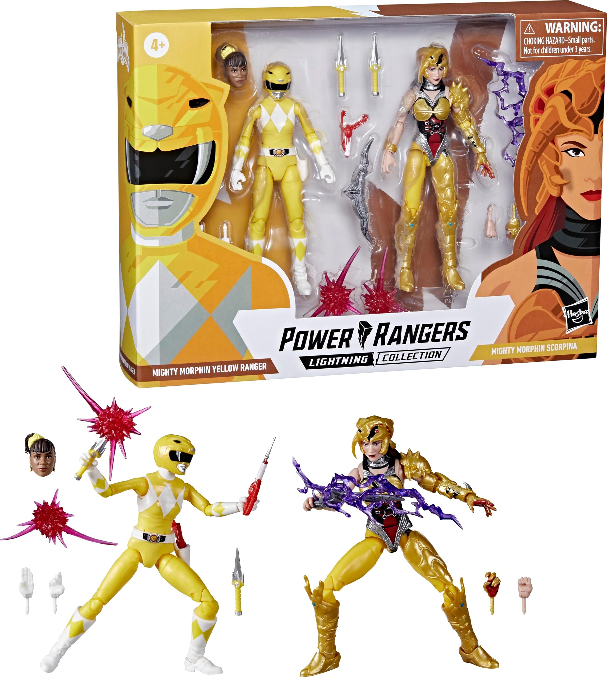 Lightning Collection Mighty Morphin Yellow Ranger Aisha Vs. Scorpina 2-Pack 6-Inch Premium Collectible Action Figure Toys
