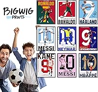 Vista 5 de BigWig Prints Póster de fútbol – Decoración de fútbol para dormitorio de niños, póster de Messi y Ronaldo, carteles Messi para dormitorio de niños