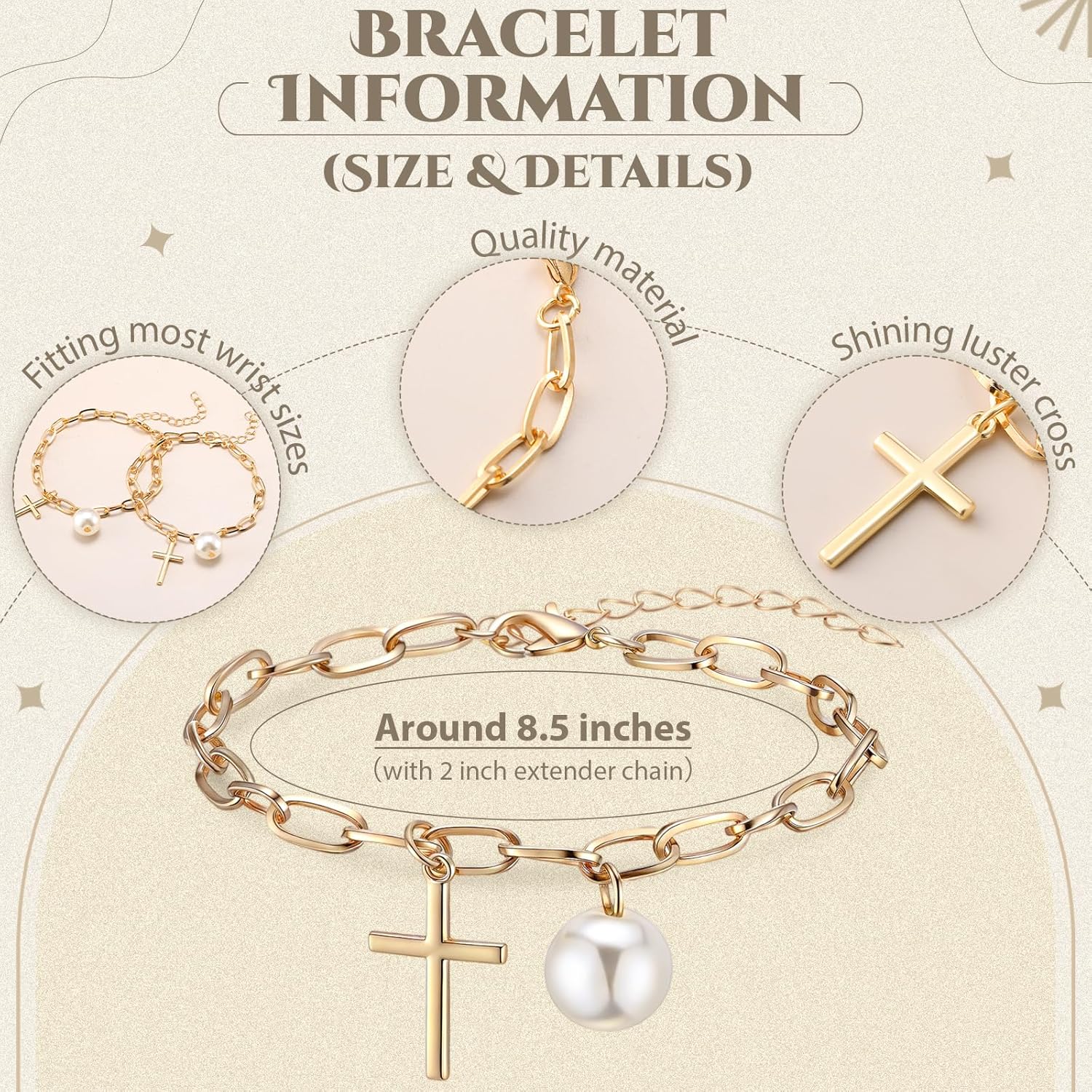 48 Pcs Cross Bracelets for Women Gold Christian Cross Bracelets for Easter Religious Adjustable Faith Jewelry Gift for Baptism Party Favor Wedding Church Events - Image 2