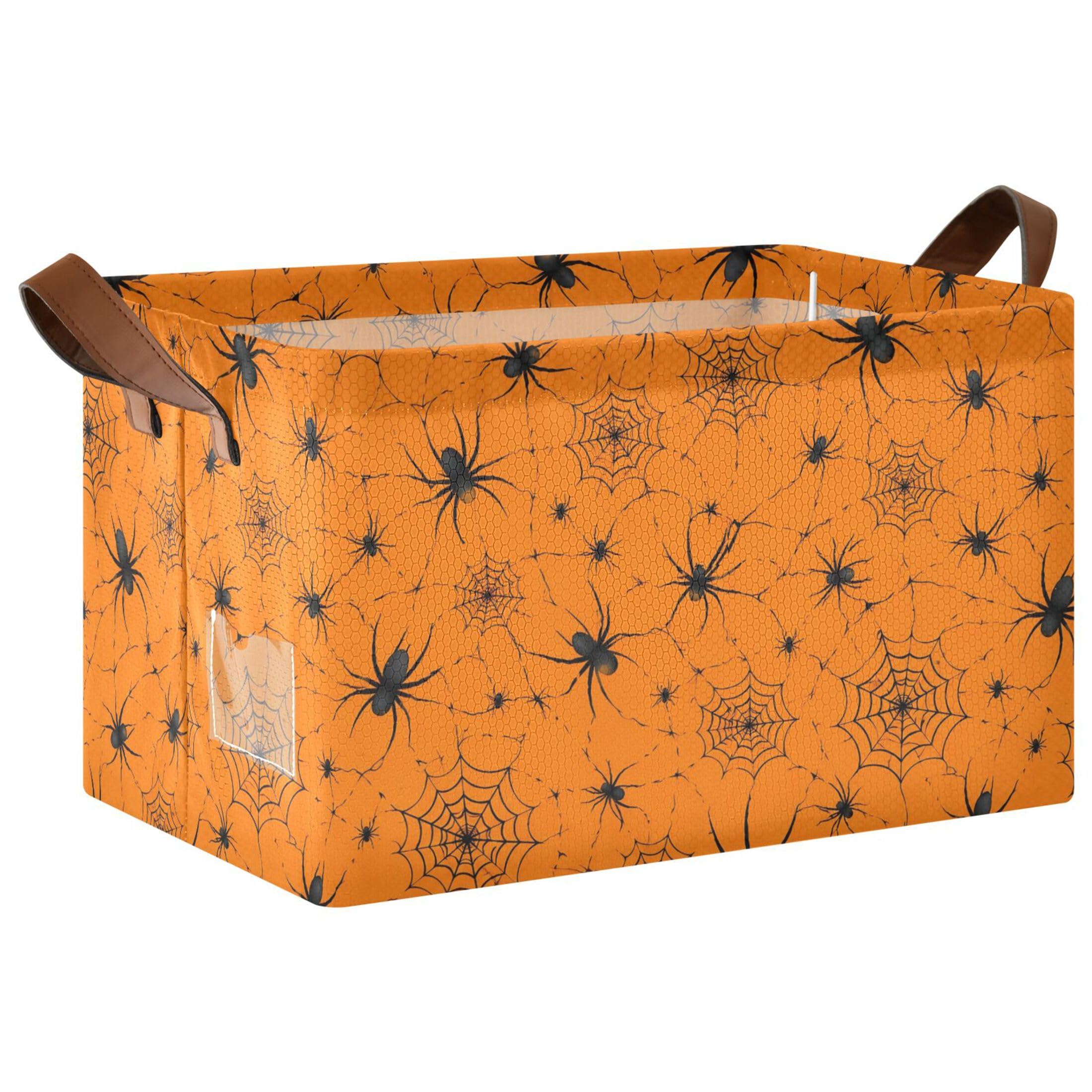 Kutsu Webs Foldable Storage Basket Collapsible Bin With Handles For Shelves