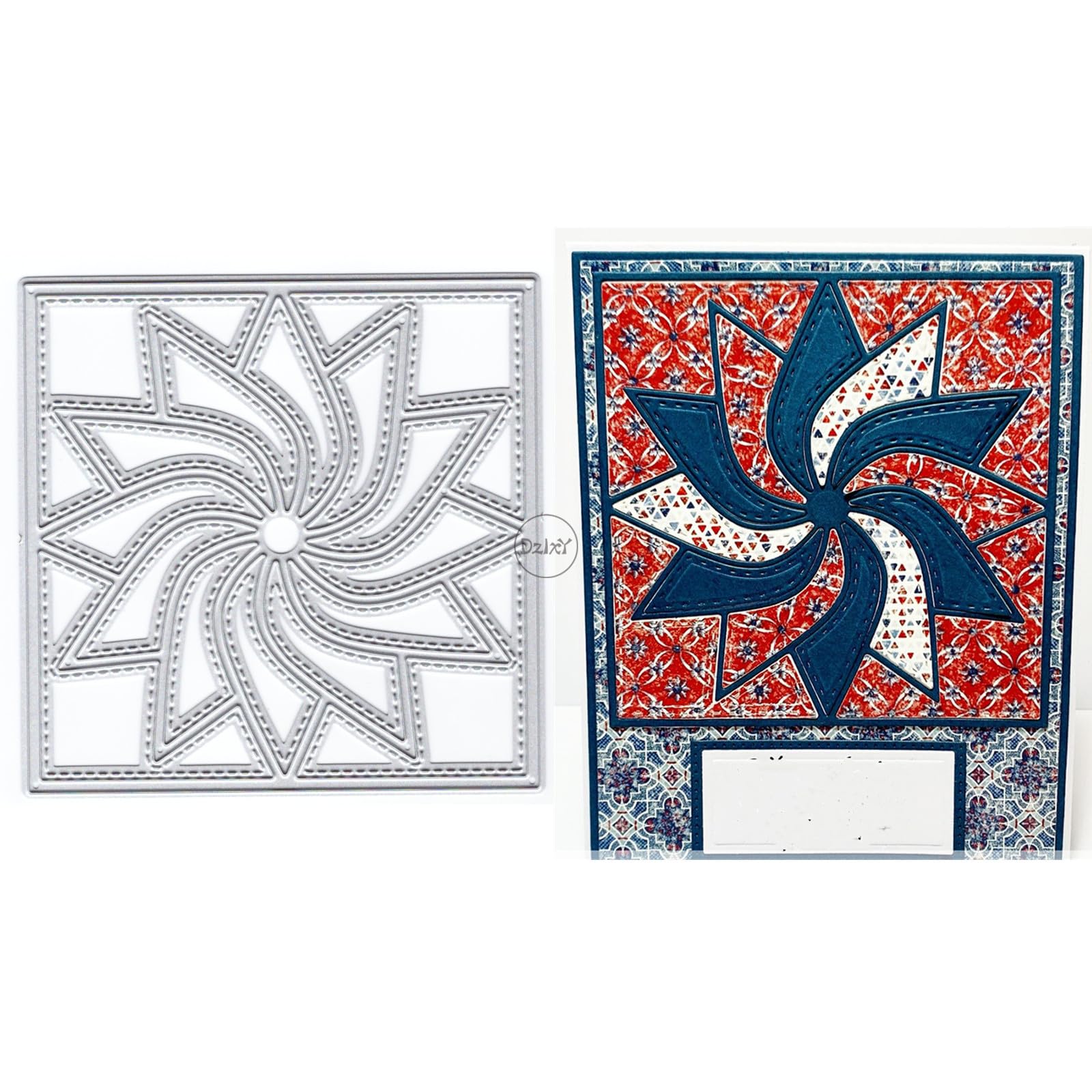 DzIxY Nice Square Windmill Frame Metal Cutting Dies for Card Making Kit Embossing Paper Die Cuts Sets Scrapbooking Machine Stencils Storage Pockets Supplies — image 1