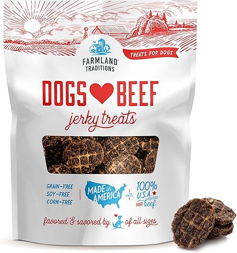 Miniatura 17 de Dulces de carne seca de res que a los perros de Farmland Traditions les encantan con solo 3 ingredientes y sin rellenos, bolsa de 5 onzas