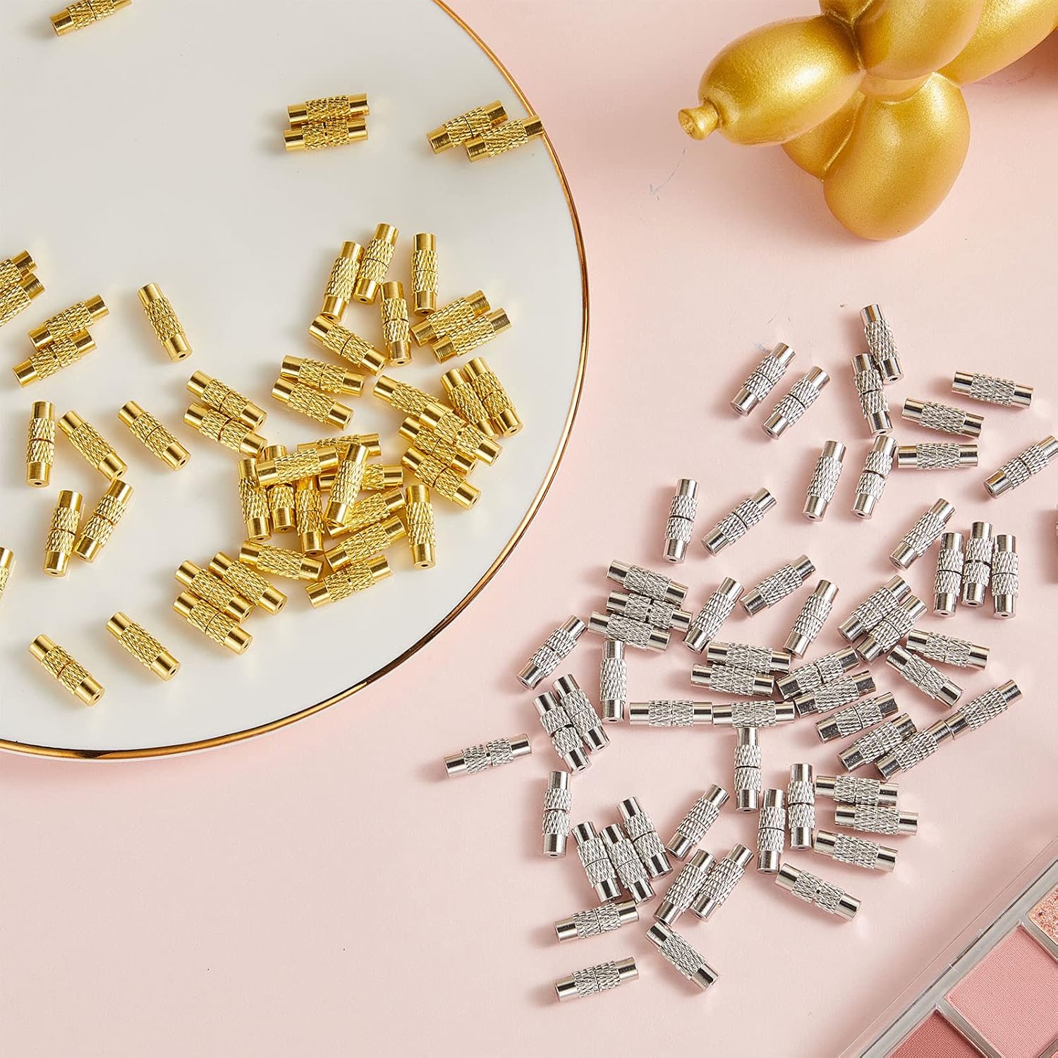 120 Piece Barrel Twist Clasp Brass Screw for Waist Beads Jewelry End Tip Caps Screw Connector Fastener for DIY Jewelry Making Necklaces Bracelet Closures - Image 6