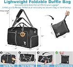 Bago Grand sac à bandoulière pour les femmes de voyage & Hommes. Durable Sacs de voyage pliables léger pour les femmes voyageuses. 80L Sacs à bandoulière pour sac de nuit avec compartiment de chaussures Collapsible Weekender Duffel