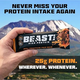 Beast Bar Giant Protein Bars High Protein 25g Each- Salted Caramel 12 Pack