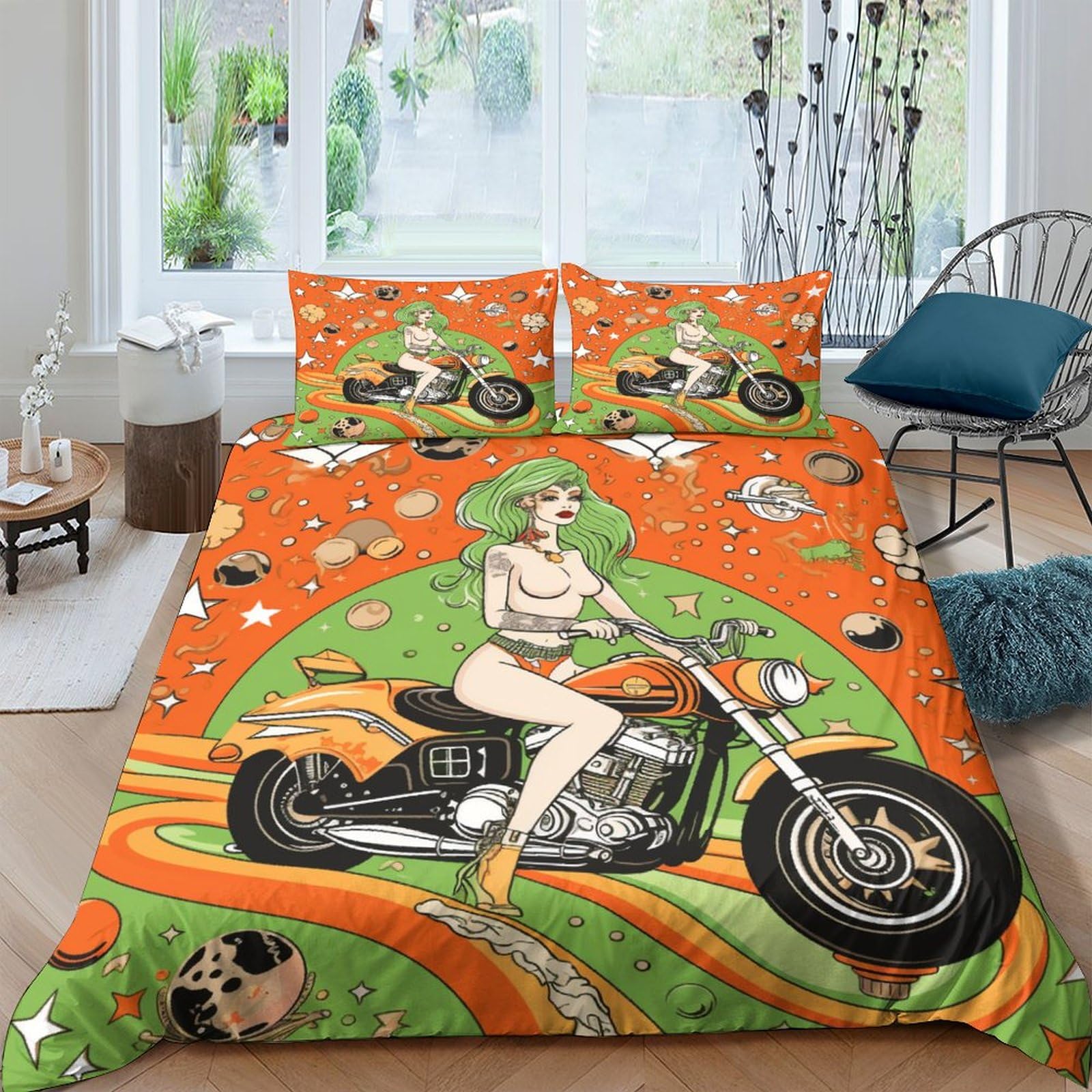 Housse de couette chevalier féminin 3 pièces imprimé 3D King