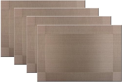 Miniatura 21 de Manteles individuales lavables de vinilo tejido para mesa de comedor, manteles individuales resistentes al calor para cena, juego de 6 unidades