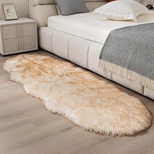 Miniatura 204 de Alfombra de piel sintética esponjosa de piel de oveja blanca, 4 x 6 pies, ultra suave, para dormitorio, mesita de noche, sala de estar, guardería
