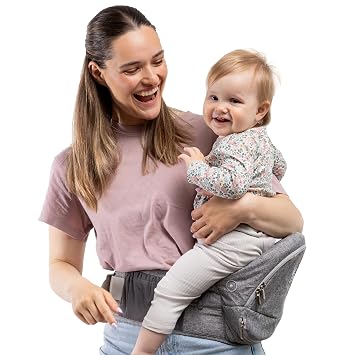 Beco Foldable Hip Seat Carrier - Baby 4-in-1 Easy-to-Use Carrier with Space-Saving Design for Newborn to Toddler 0-36 months/7-32.8 lbs Gray