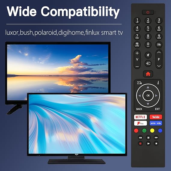 SIUMAL Universal Remote Control for Luxor Polaroid Bush Digihome Finlux Smart TV - No Setup Required