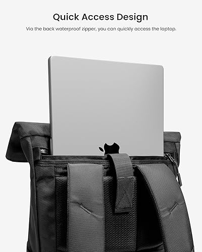 Miniatura 5 de tomtoc Mochila enrollable para laptop, ligera, resistente al agua, expansible, informal, para MacBook de 13 a 16 pulgadas, mochila para viaje a la