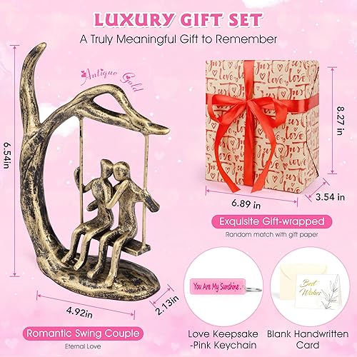 Miniatura 10 de Aniversario para parejaella, estatua de pareja cariñosa besándose debajo del paraguas, escultura hecha a mano de hierro fundido para pareja