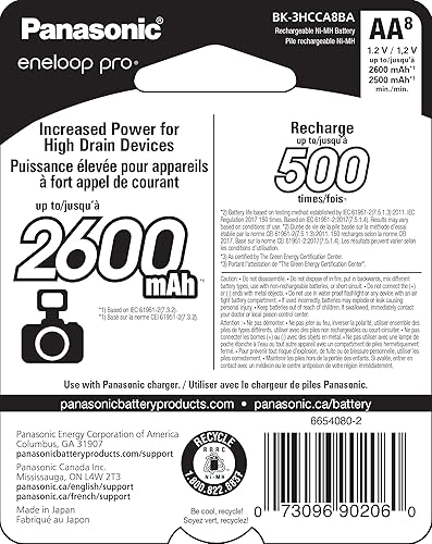Miniatura 2 de Panasonic Eneloop Nuevas baterías Pro AA de alta capacidad Ni-MH pre recargables Pro AA 8-unidades Funciona hasta -4f