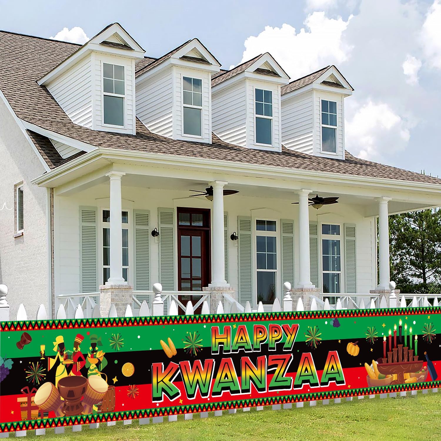 Large 118x19.7inches Happy Kwanzaa Banner, Kwanzaa