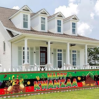 Large 118x19.7inches Happy Kwanzaa Banner, Kwanzaa Decorations Banner, Kwanzaa Decorations for Home, Kwanzaa Banner Front Porch for Home Door Yard Outdoor tineit