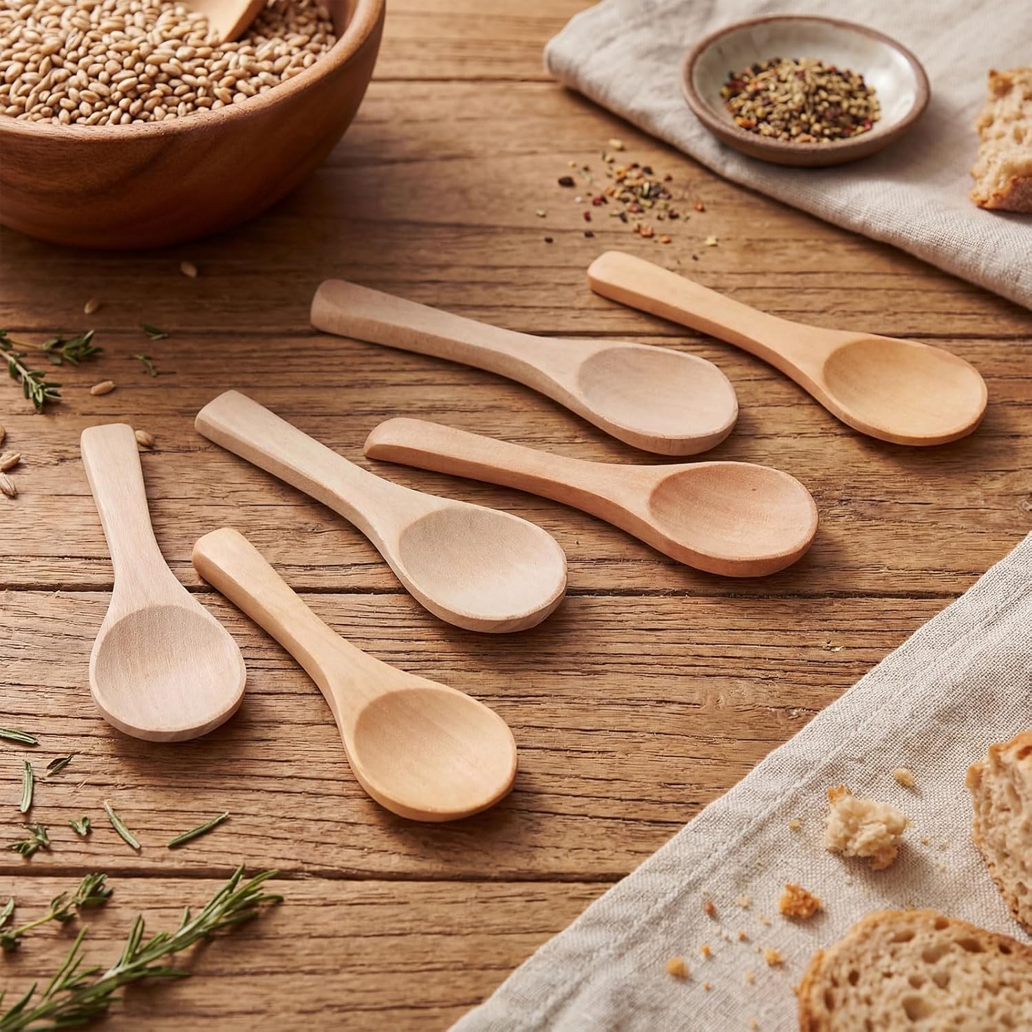 Boao 24 Pcs Small Wooden Spoons, 3.5'' L Mini Spoon for Honey, Sugar, Salt image 4