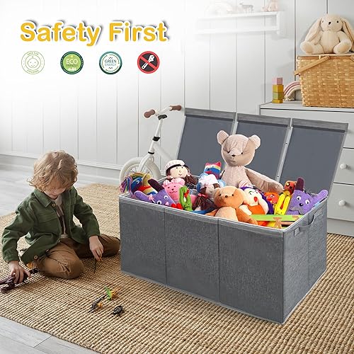 Miniatura 6 de Caja de juguetes para niños, cajas organizadoras plegables y resistentes de almacenamiento de juguetes, cestas para niños, niñas, habitación del