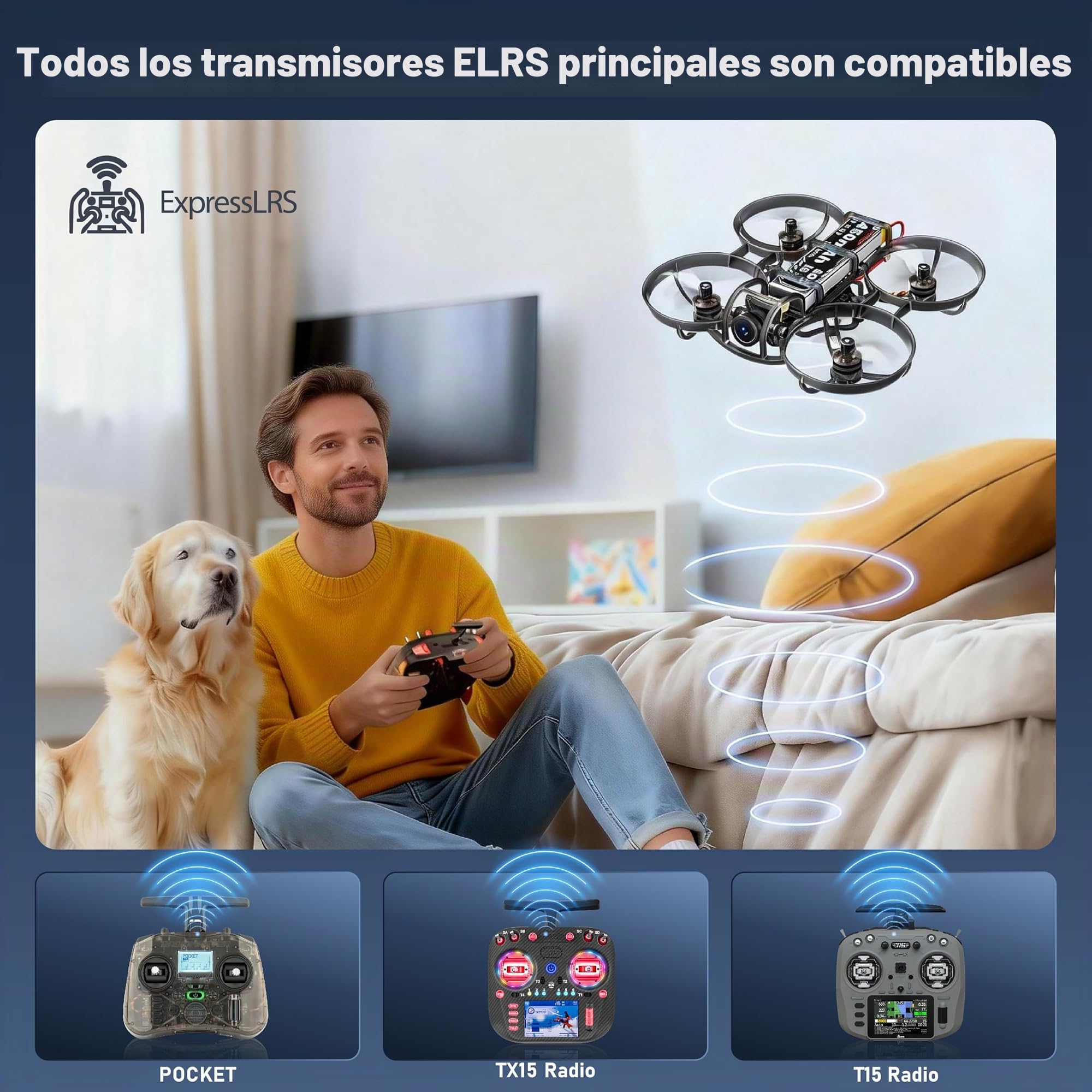 R8 ELRS Tiny Whoop Quadcopter, Ultralight 1S 80mm Micro FPV Dron BNF con 2 Baterías, 12 Mins de Vuelo para Carreras de FPV Freestyle en Interiores, Matrix G4 5EN1 FC, FOV160°, Motor Brushless 0802