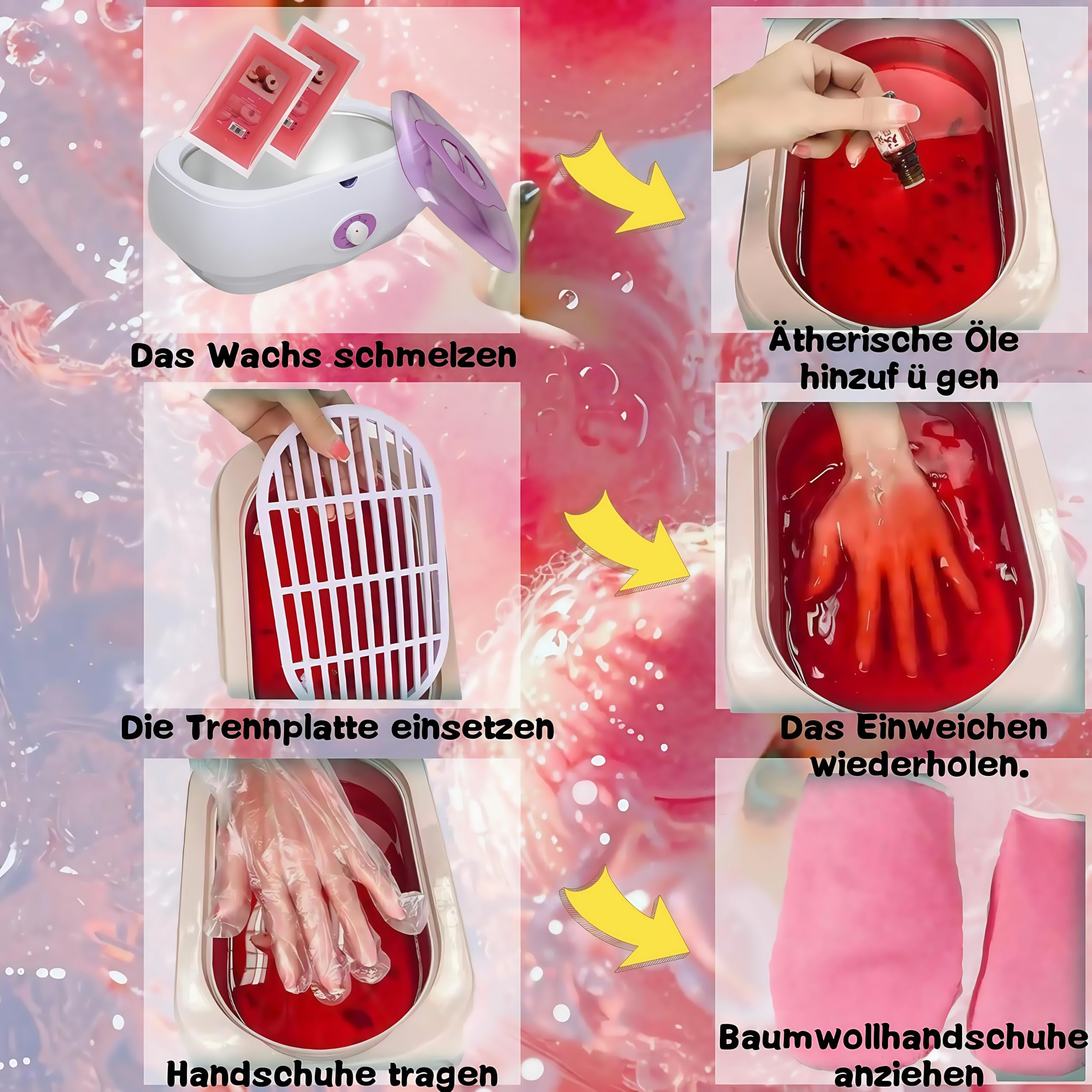 Bain de Paraffine Electrique 5L - Bain de Cire pour Mains et Pieds, Soulagement Douleurs Musculaires, Hydratation Peau Sèche