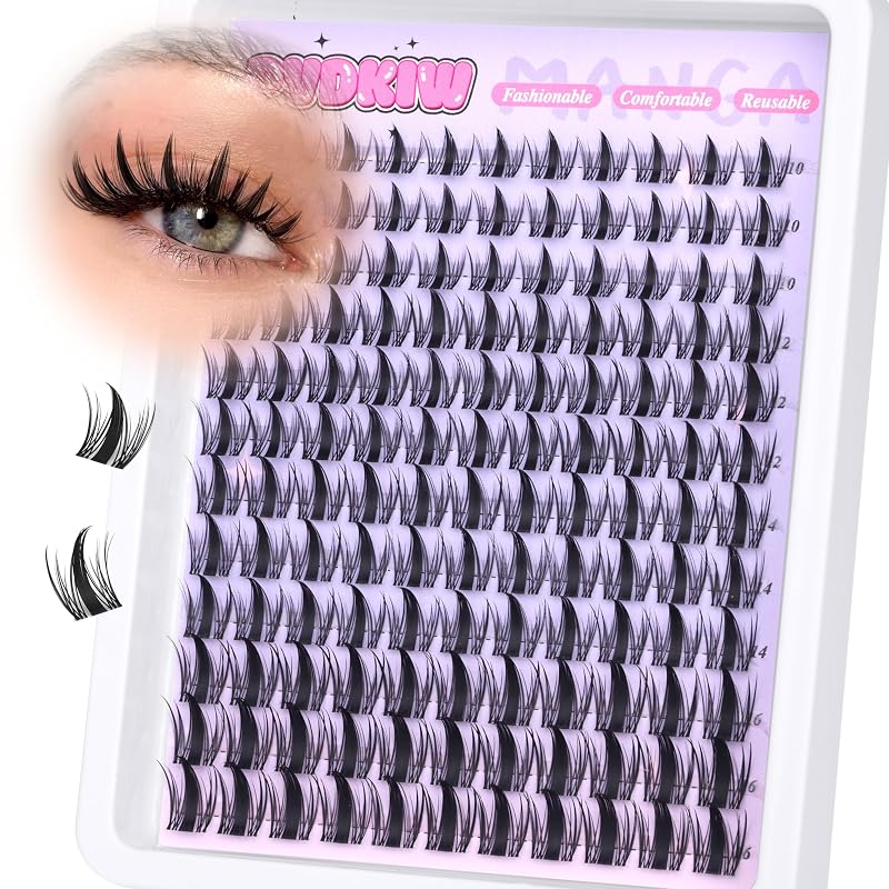 Cílios Postiços em Tufos PVDKIW Manga com Curvatura C, Faixa Invisível, 10–16 mm, 132 Unidades