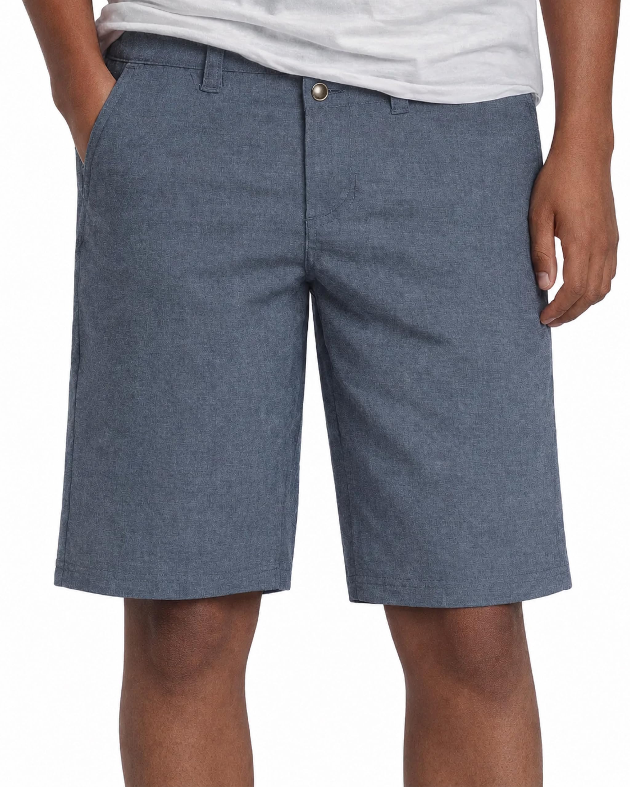 Volcom Pantalones cortos de sarga para niños, ajuste elástico, parte delantera plana, uniforme de golf para niños, estilo clásico sin cierre con trabillas para cinturón
