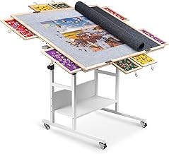 Becko US 2000 Piece Tilting & Rotating Jigsaw Puzzle Table with 8 Drawers & Cover, Foldable Jigsaw Puzzle Board with 5 Tilt Angles & Height Adjustment, Puzzle Storage, for 2000 Pieces Jigsaw Puzzles