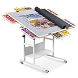 Becko US 2000 Piece Tilting & Foldaway Jigsaw Puzzle Table with 8 Drawers & Cover, Foldable Puzzle Board with 5 Tilt Angles & Height Adjustment, Puzzles Storage, for 2000 Pieces Puzzles