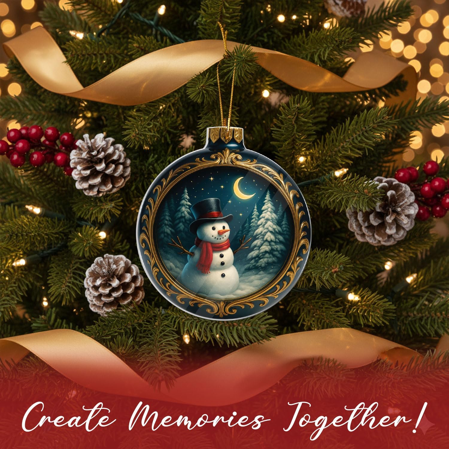 Christmas Ornament 2025, Snowman Ornament, Snowman Ornaments for Christmas Tree, Christmas Tree Ornaments, Acrylic Christmas Ornaments, Suncatcher Effect Stained Glass Car Hanging - Image 7