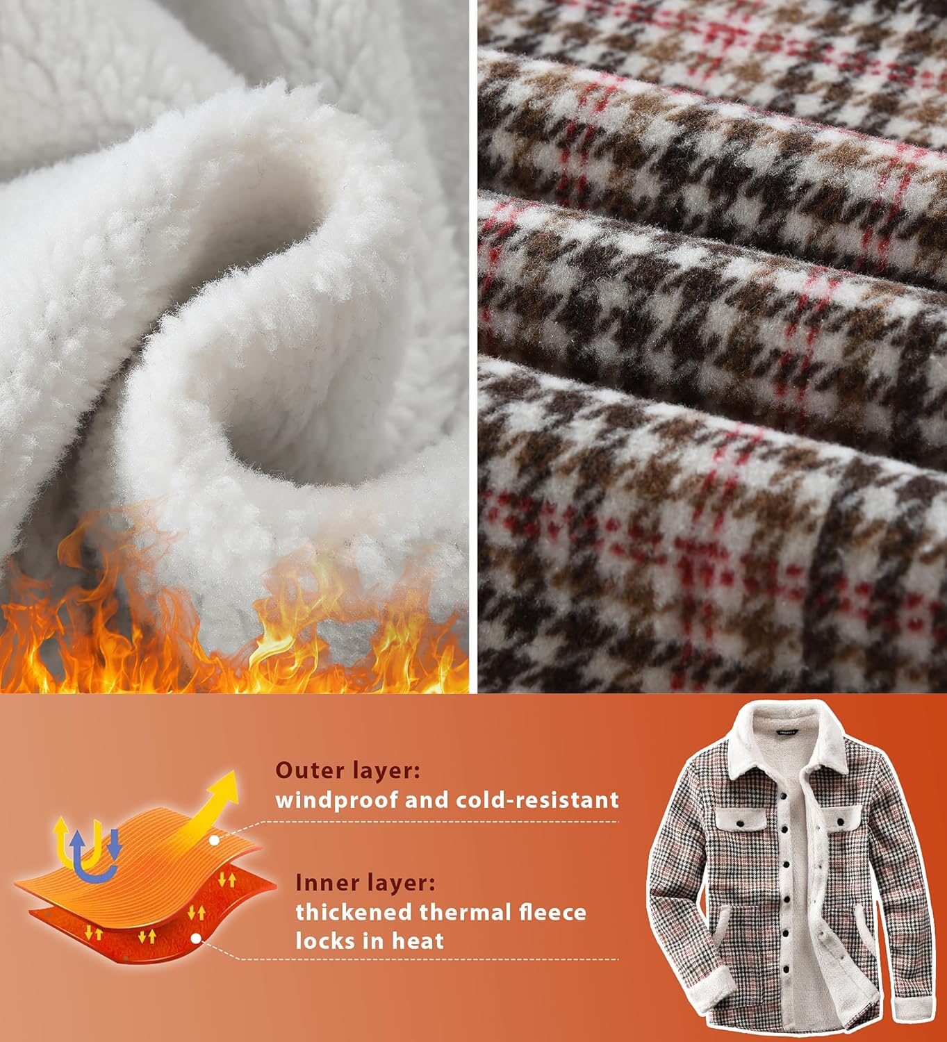 Women's Sherpa Lined Jackets Sherpa Turn-Down Collar Warm Winter Fleece Flannel Jacket for Women Trendy - Image 7