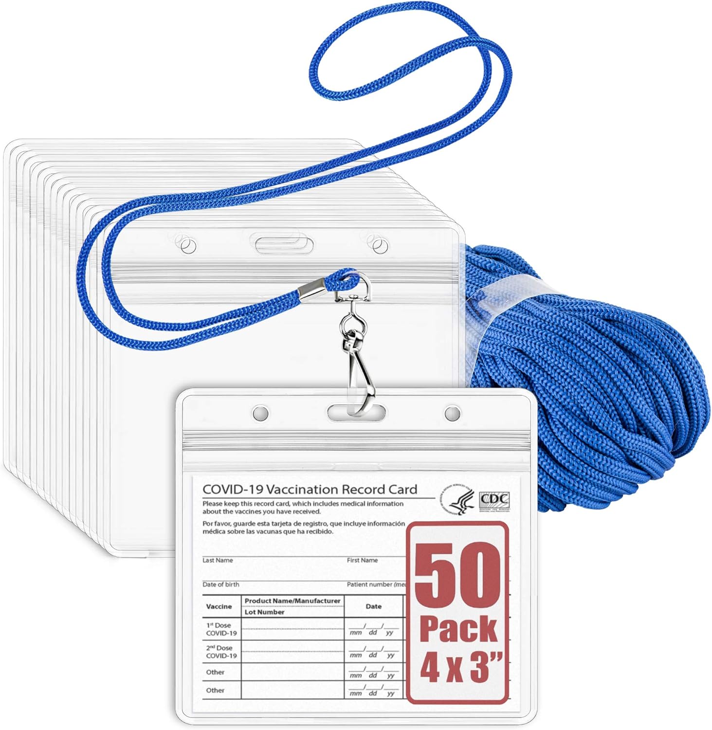 MIFFLIN Lanyard with Clear Horizontal Card Protector (Blue