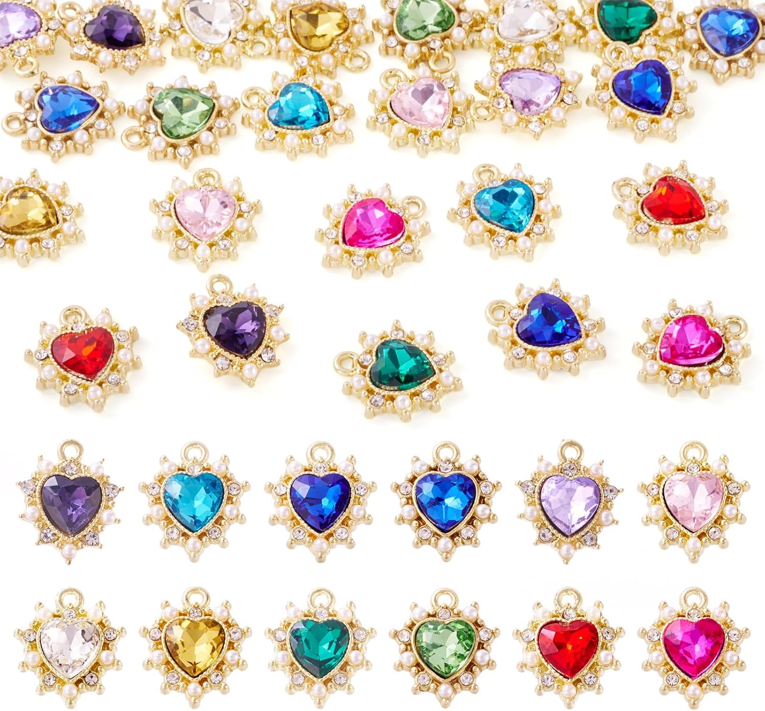 Cheriswelry Heart Rhinestone Pendant Crystal Rhinestone Dangle Earring Charms Heart Necklace Pendants Cute Faceted Hang Ornament for DIY Craft Bracelet Jewelry Making - Image 7