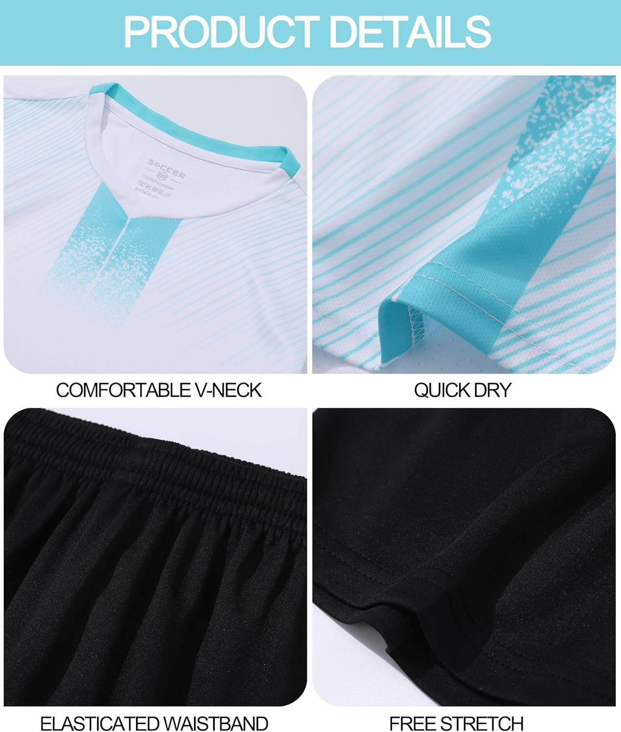 Men's Soccer Jersey and Shorts Quick Dry Youth Team Training Uniform with Socks - Image 3