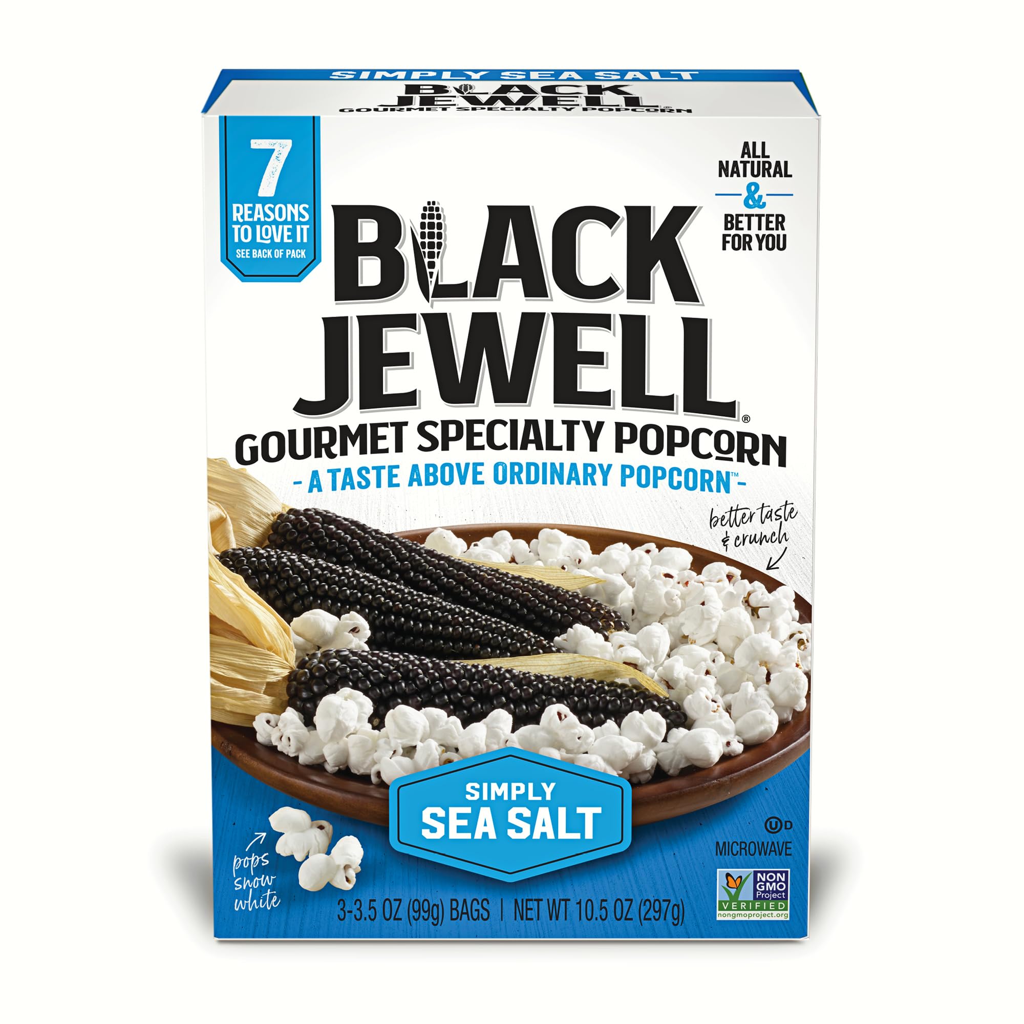 Black Jewell Gourmet Microwave Popcorn, Simply Sea Salt, 10.5 Ounces (Pack of 1)