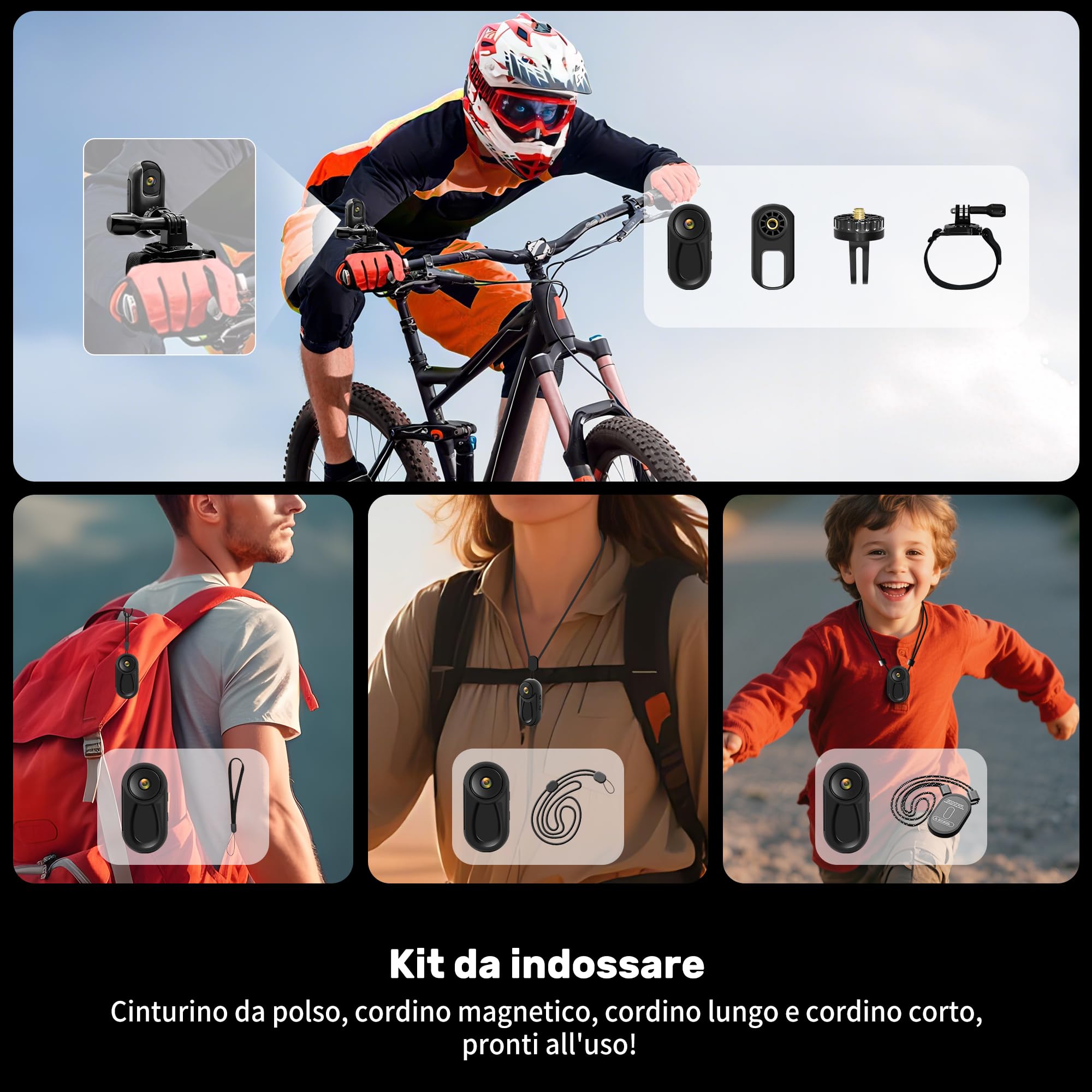 Mini Action Cam 1080P,Thumb Body Cam con Display da 0,85 Pollici,Portatile Bodycam,Indossabile Videocamera da Pollice,Mini Action Camera e Accessori Fotocamera(Nero)