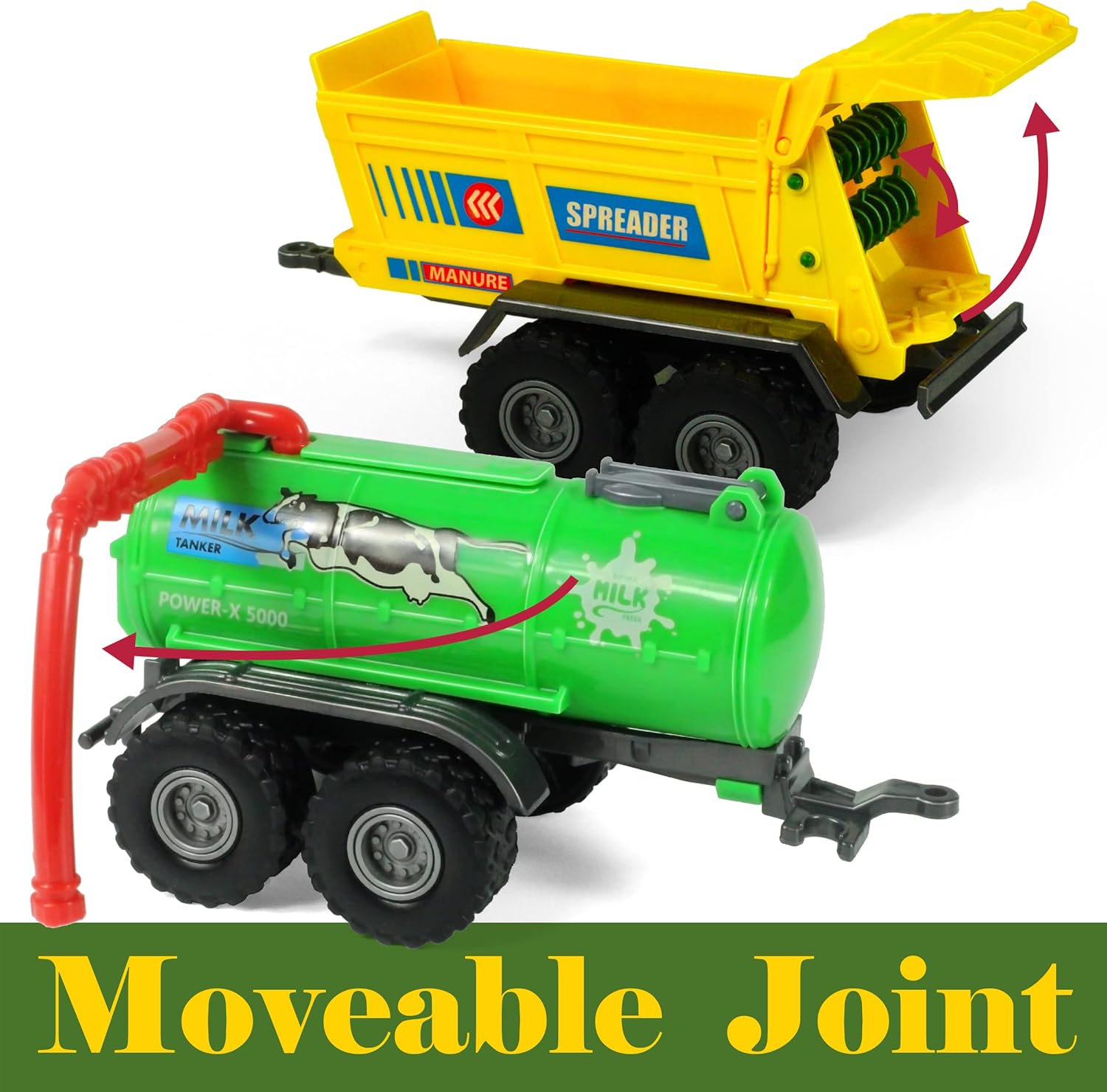 Combine Harvester Tractor with Trailers, 4PCS Farm Toys Set for Kids and Toddlers Aged 3-5, Die-cast Monster Spreader Trucks with Trailer for Boys Girls Kid(Set2)