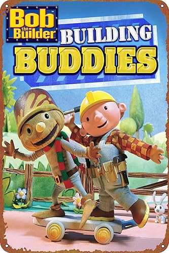 Bob the Builder - Póster de metal con logotipo de garaje vintage, decoración de pared para hombre, póster de película para tienda de autos antiguos,