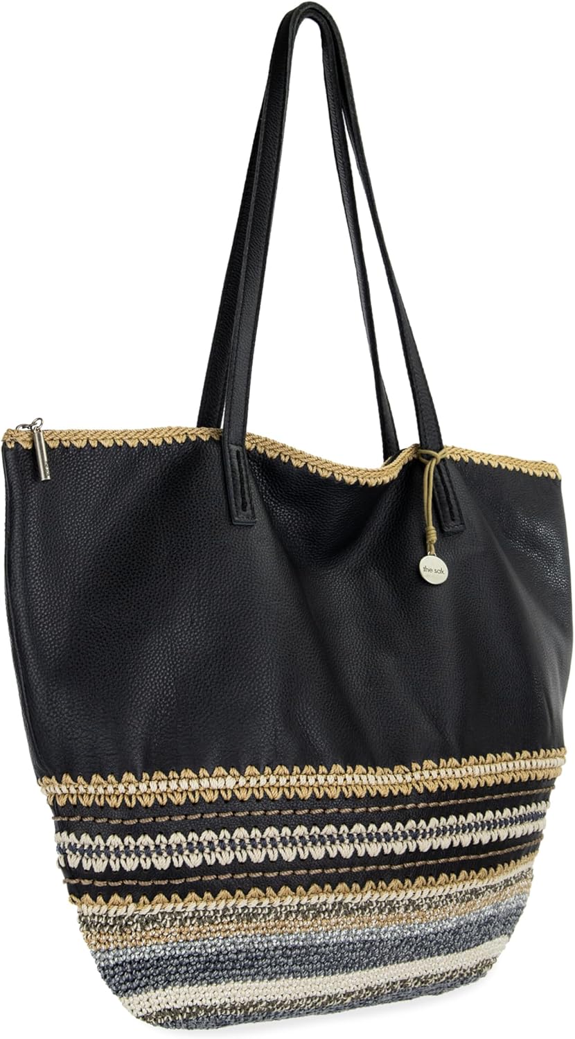 The Sak Faye Tote Bag - Hand Crochet Women's Purse For Everyday & Travel - Large Handbag With Zipper Pocket & Shoulder Straps - Image 2
