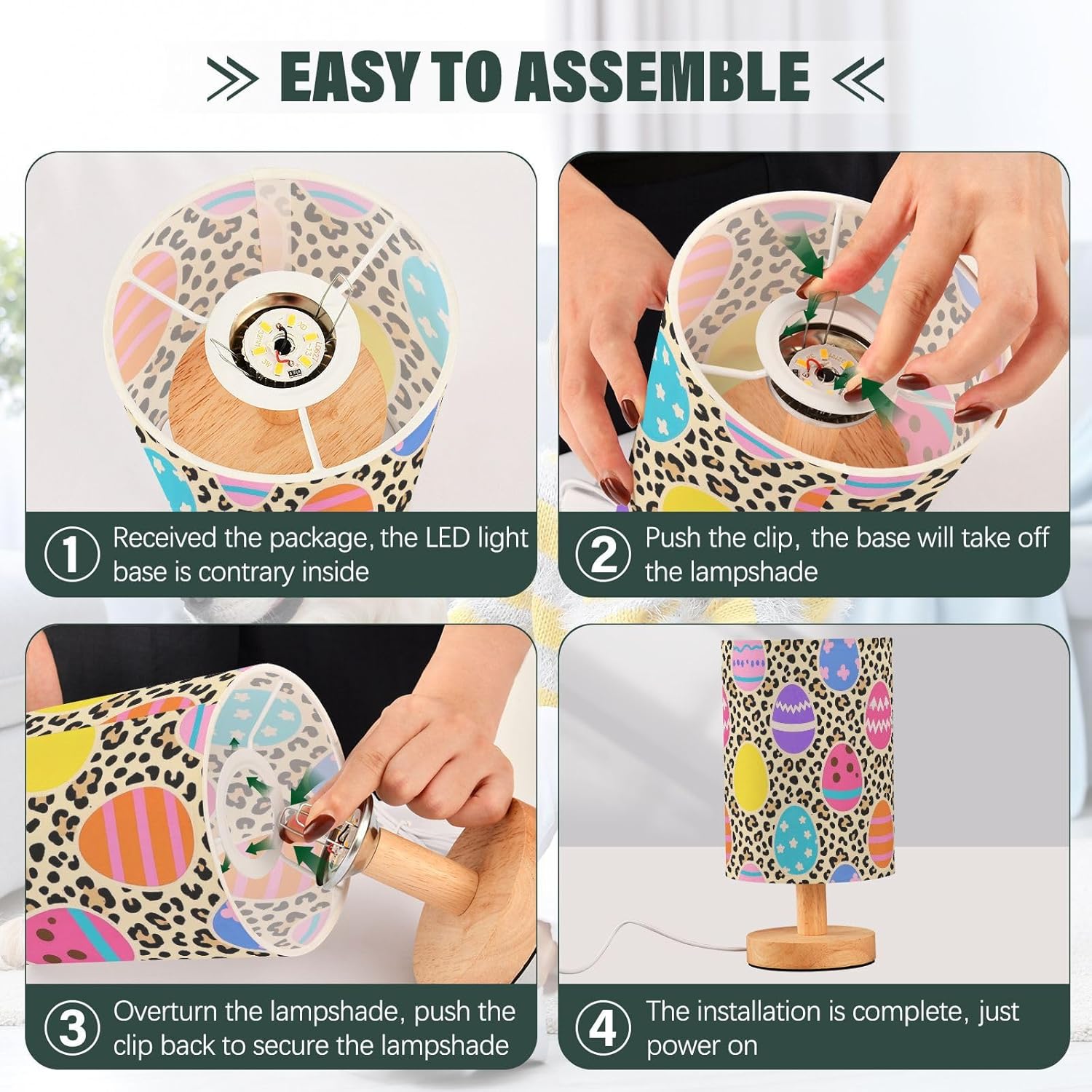 Leopard Easter Eggs Colourful Desk Lamp Room Night Light for Room Lamps for Kids with USB Port juego de lamparas de