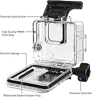 Vista 5 de OKFUN Funda protectora de buceo impermeable para Go Pro Hero 4K, 196 pies/196.9 ft, carcasa duradera para buceo subacuático, esnórquel, surf