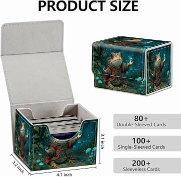 for MTG Playmat & Strong Magnet Card Case Deck Box for Collectible Card Games, Cute Green Frog Toad