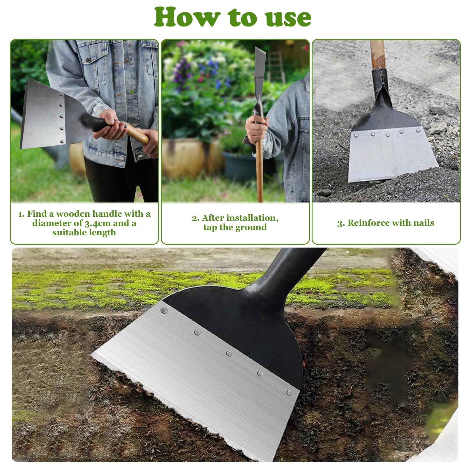 Pala da Giardino,Pala di Pulizia Multifunzionale Pala da giardino Per esterni Per La Casa In Acciaio Togli Erbacce Adatto Per Diserbo Piantare Spalatura Neve Per Pulire Concimare 21cm(Senza Manico)