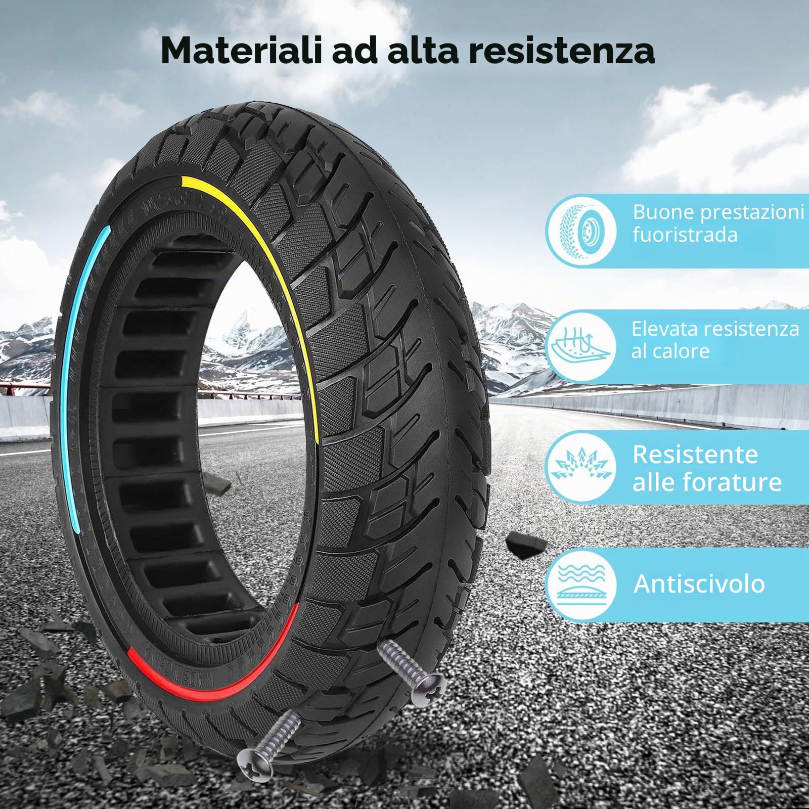 10×2.5 Ruote Monopattino Elettrico，10 Pollici Pneumatico Monopattino Elettrico per Ninebot G30 G30 Max，60/70-6.5 Pneumatico di Ricambio Antiscivolo e Antiforatura per Ruote Monopattino-2PCS