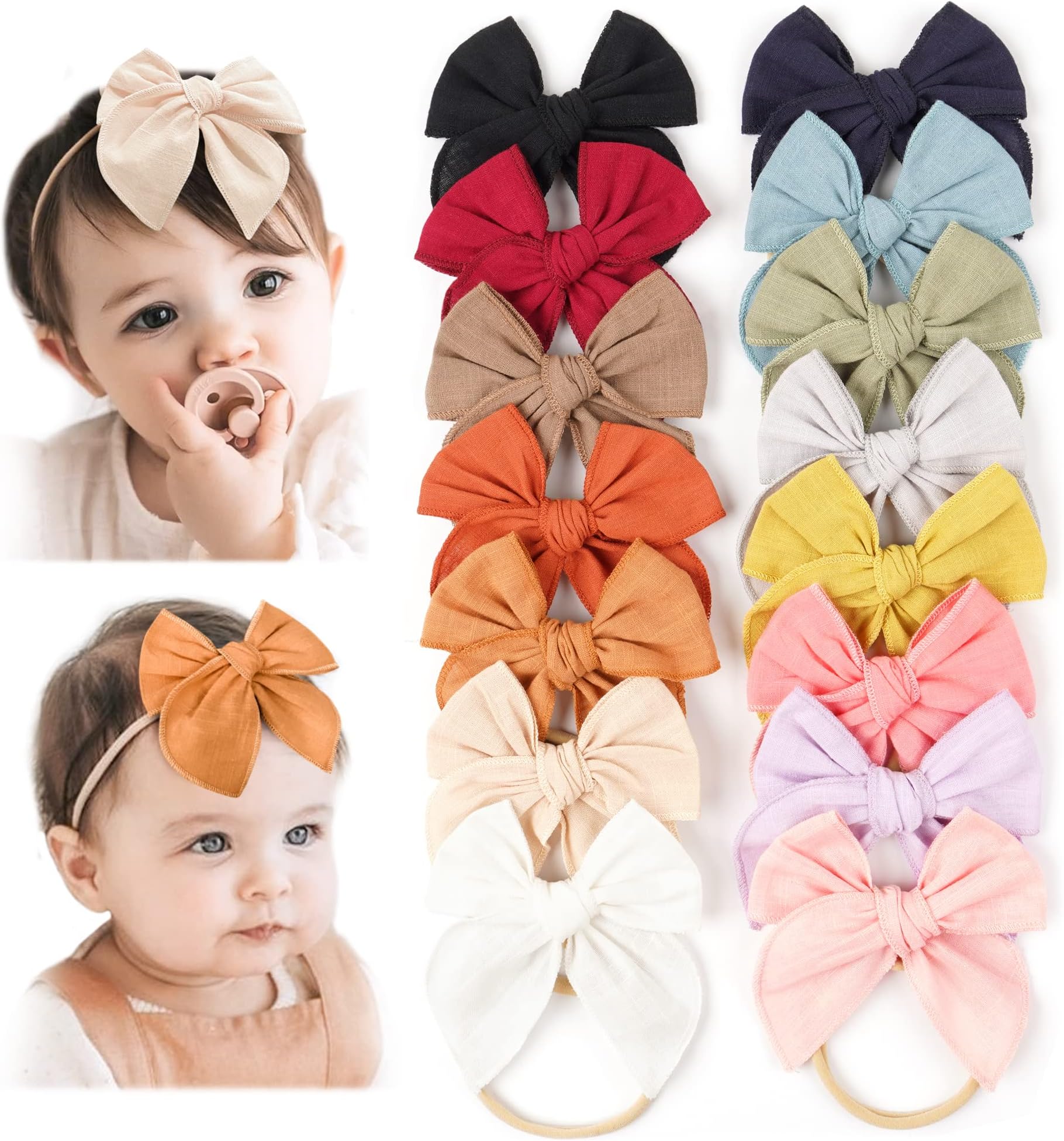 Niceye Baby Girl Bows and Headbands, Stretchy Nylon Hairbands Hair Bows for Newborns, Infants, Toddlers - Handmade Baby Hair Accessories for Girls