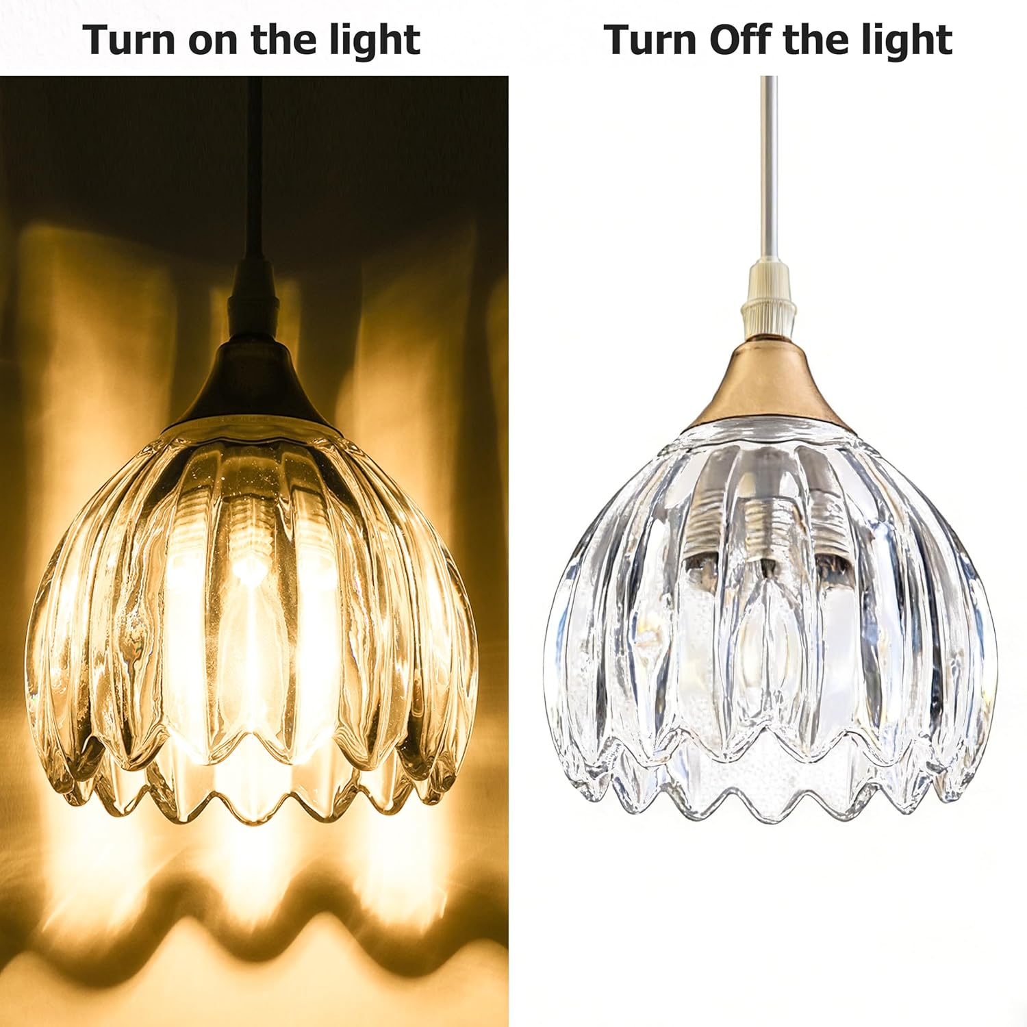 GO&SO Small Glass Clear Tulip Lamp Shades Set of 2 Flower Art Blown Pendant Lamp Shade,1.65" Top x 4.33" Diameter x 4.13" Height,1.58lb,Mini Replacement Lamp Shade for Table,Wall Lamp Chandelier Decor