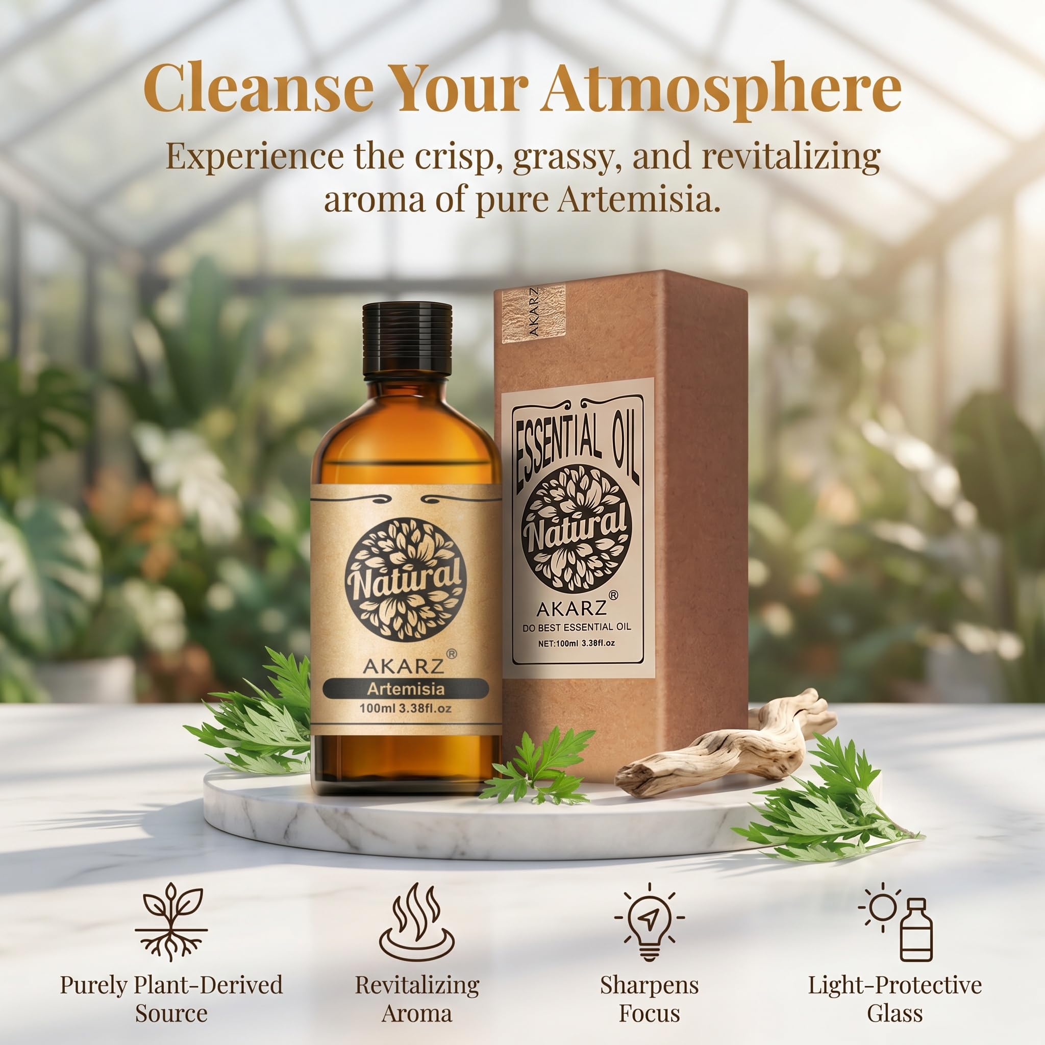 AKARZ 100ml Olejek esencjny z Liścia Absyntu - Naturalny olejek aromatyczny do dyfuzorów, lamp aromatycznych i aromatów pomieszczeń